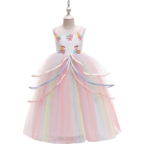 Summer White Long Party Dress Bridesmaid Pageant Flower Evening Dress Kids Dresses For Girls Children Princess Dress 4-14 Years