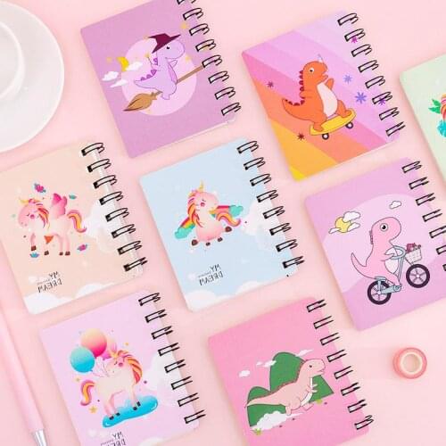 Random Cartoon Portable Mini Coil Notepad Hard Cover Cute Animal notebook memo Time Organizer student School Supplies Kid Gift