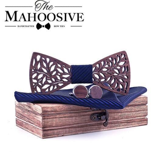 4PCS Bow Tie Set Men BowTie and Handkerchief Cufflinks Handkerchief Necktie For Business Wedding Party Hombre Christmas Gift