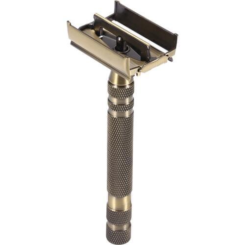 New Brass Classic Double Edge Razor Manual Shaver Long Non-slip Metal Handle Butterfly Open Razors
