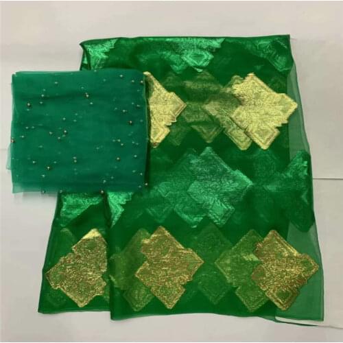 New High Quality African Metal Silk Fabric 5 Yards+ 2 Yards Chiffon African Silk Fabric For Ladies Party Clothing! LXF61817