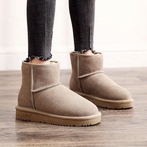 2021 Winter New Girls Snow Boots Flat Lovely Pure Color Shoes Non-Slip Motorcycle Shoes Women Shoes Snow Cotton Boots Female