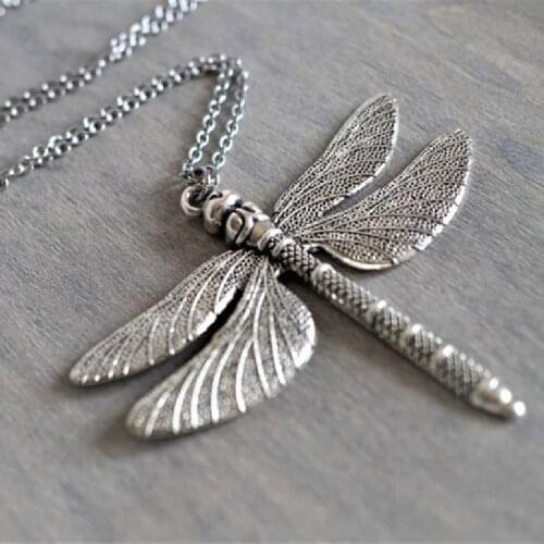 New Carved Tribal Pattern Dragonfly Pendant Asymmetrical Design Sense Dragonfly Vintage Sweater Chain Dropshipping