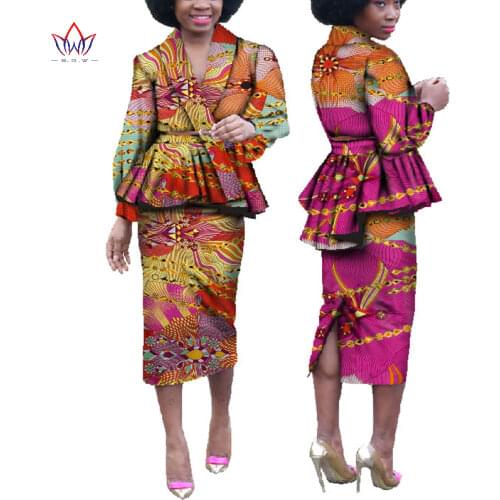 New BintaRealWax Customize African Lady Dress for Women Top Blazer and Skirt Party Wedding Dresses Plus Size 6XL WY629