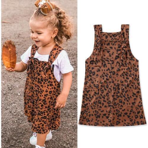 Toddler Kid Baby Girls Clothes Leopard Dress Outfit Sleeveless Summer Child Girl Clothes Dress