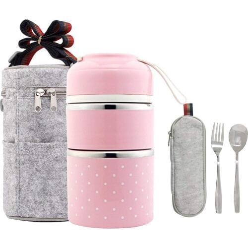 Stainless Steel Food Containers-Stacking 2 Tier Vacuum Lunch Box/Food Carrier/Bento/Food Container