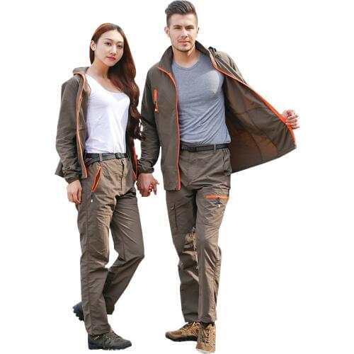 Unisex Hiking Fishing Explore Sports Clothes Suit Breathable Ultra-light Hooded Jacket+Pants