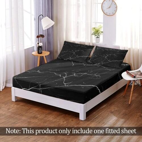3D Print Marble Pattern Fitted Sheet Fashion Elastic Band Bed Sheet Bedroom Flats Home Decor Adult Custom Modern Queen King