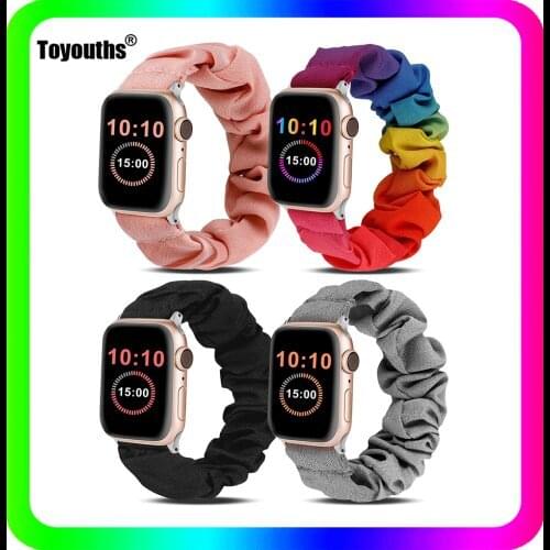 Toyouths Elastic Scrunchies Solo Loop Strap for Apple Watch Band 38mm 42mm 4 Pack Elastic Wrist Watch Strap for iWatch Series