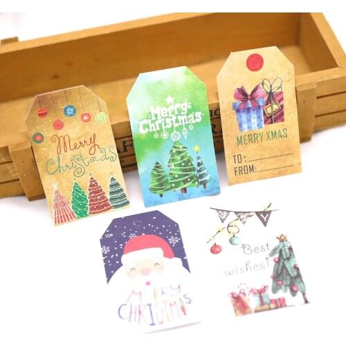 Christmas Gift Tag,Green Red Round Star Gift Label Happy New Year Merry Christmas Tree Hanging Pendant Gift Card 50pcs/lot