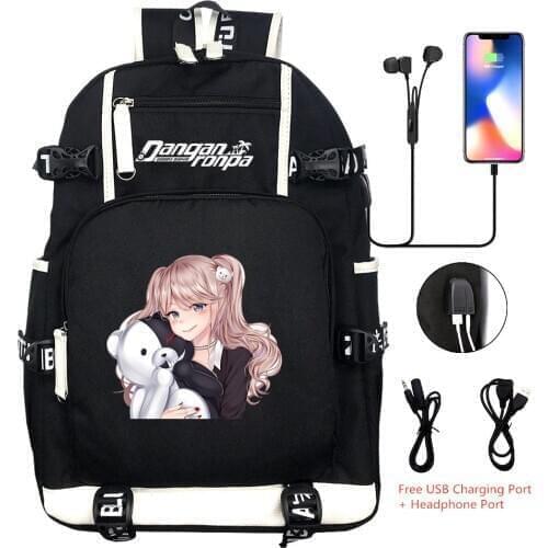 Anime Dangan Ronpa - Junko Enoshima Backpack Shoulder Travel Bag Black Rucksack BookBag Knapsack for Teens Kids Students