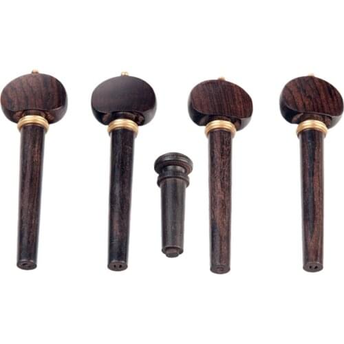 Finest Ebony 4/4 Scale Violin Tuning Pegs + Endpin Musical Instrument Violin Replacement Parts