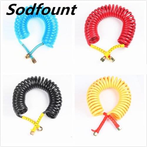 1pcs 8X12mm 16X1.5 threaded high pressure pipe double-layer explosion-proof PU nylon trachea spiral spring tube 7.5m