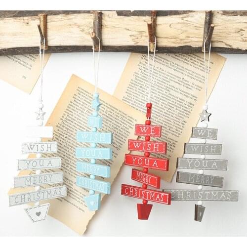 Santa Claus New Year 2022 Natural Wood Christmas Door Tree Ornaments Pendant Hanging Gifts Xmas Decor Home Party Decorations