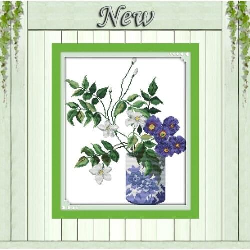 Purple flower vase home Decor diy paintings counted printed on canvas DMC 11CT 14CT kits Cross Stitch embroidery needlework Sets