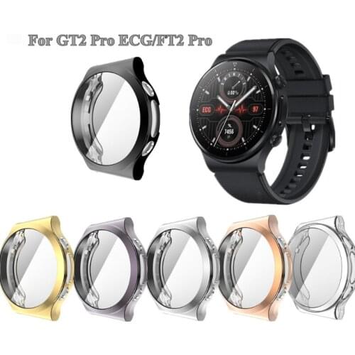 TPU Soft Full Screen Glass Protector Case Shell Edge Frame For Huawei-Watch GT 2 Pro ECG Strap Band GT2 pro Protective