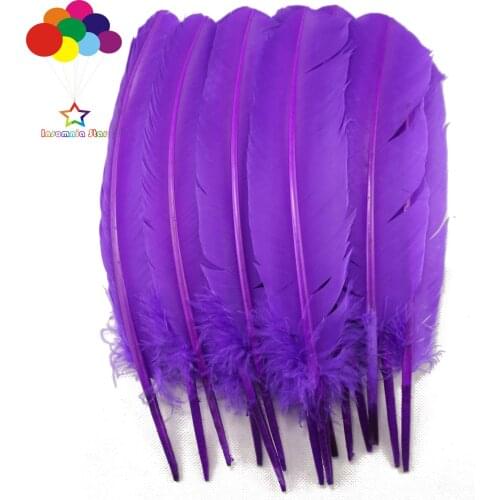 10-100pcs/lot Pure purple Color 10-12inch Goose Plumes Turkey Pointers Quill Large Feathers for Fashion Decorations