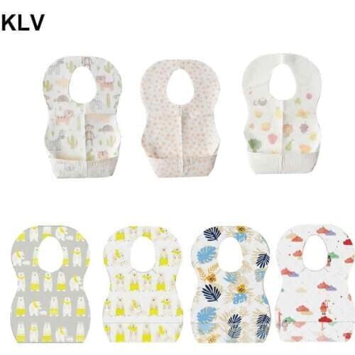 10pcs/lot Sterile Disposable Bibs Children Baby Waterproof Eat Bibs With Pocket Baby Boys Girls Clothing Protector