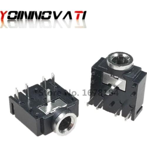 100Pcs PJ-307 PJ307 Black 3.5mm Stereo Jack Socket Audio Jack Connector PCB 3F07 -5PIN