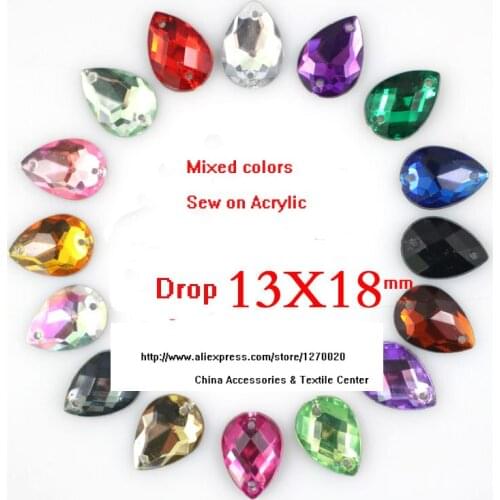 13*18mm Mixed Color Flat Navette Sew-On Rhinestones Sewing Accessories DIY 500Pieces
