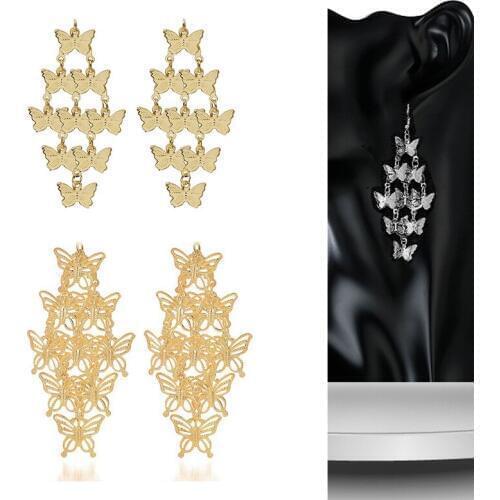 2020New 60Pcs Exaggerated multi-layered butterfly pendants alloy button for DIY Jewelry earring or necklace accessories ER154-E