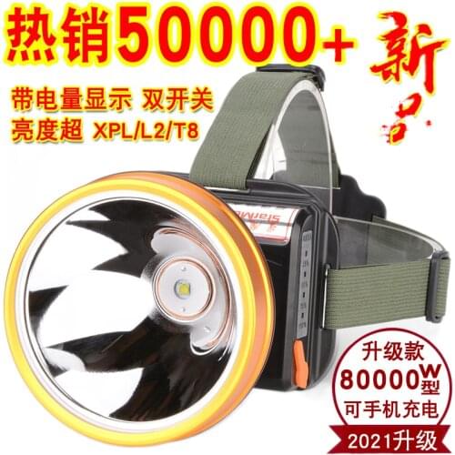 2021 models headlight glare bright rechargeable led head-mounted quad-core p200 3000 long-range night fishing lamp hernia