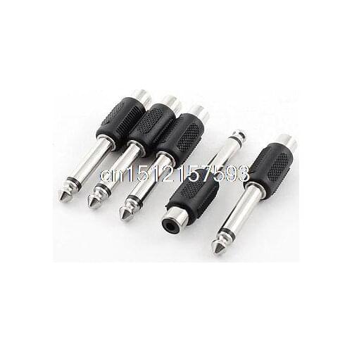 5 Pcs 3.5mm 1/8" Female to 6.3mm 1/4" Jack Plug Audio Adapters for Mic