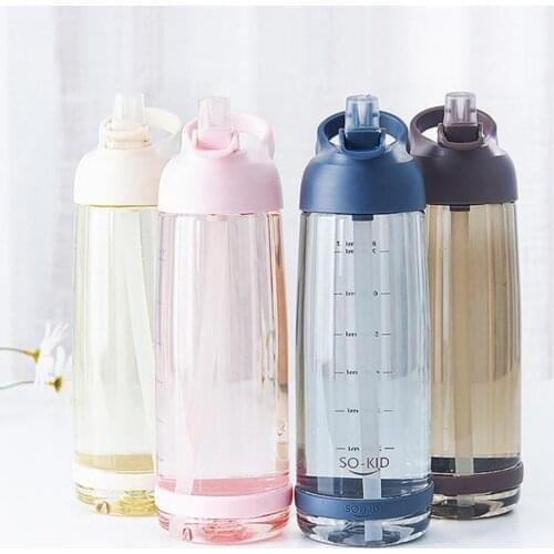 550/850/1000ml Outdoor Water Bottle with Straw Sports Bottles Eco-friendly with Lid Hiking Camping Plastic BPA Free