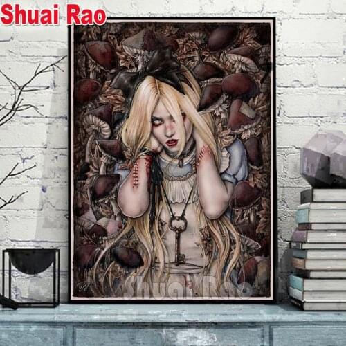 5D DIY Diamond Painting Vampire Horror girl Full Drill Diamond Embroidery Cross Stitch Mosaic Craft Kits Home Decor Halloween