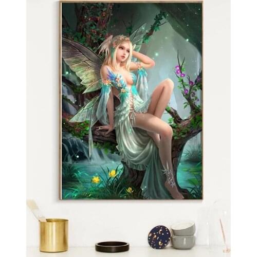 5D Diy Diamond Painting Sticker Female Elf Art Picture with Wings Embroidery All Square Diamond Cross Stitch Handmade Products
