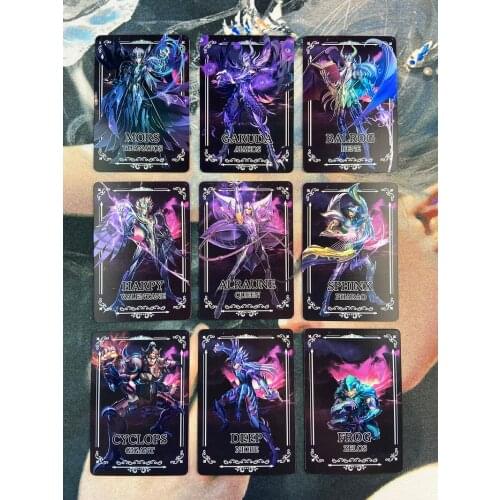9pcs/set Saint Seiya Character Booster UV Composite Process Thanatos Aiakos Hobby Collectibles Game Anime Collection Cards