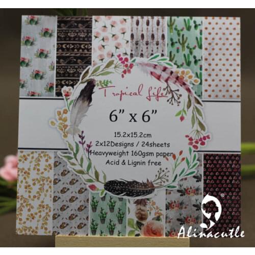 AlinaCraft 24 sheets 6"X6" pattern paper Scrapbooking paper pack handmade craft paper craft Background pad