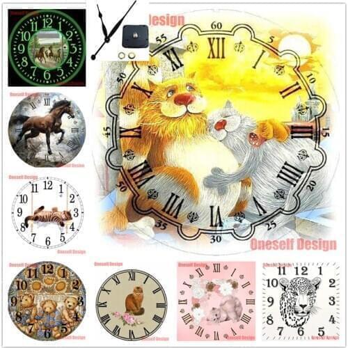 New Christmas gift 5d diamond painting and clock animal 5d diamond embroidery full set with clock decoration home wall sticker