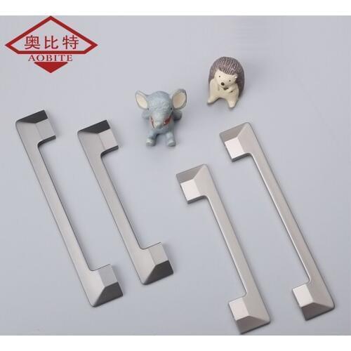 AOBT Modern Kitchen Cabinet Door Handles Gray Cabinet Knobs and Pulls Drawer Single Hole Solid Brass Handles Hardware 6024