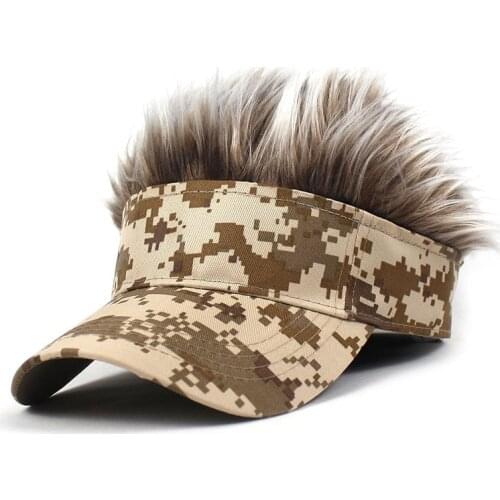 2021 New Men Women Casual Concise Sunshade Adjustable Sun Visor Baseball Cap With Spiked Hairs Wig Baseball Hat With Spiked Wigs