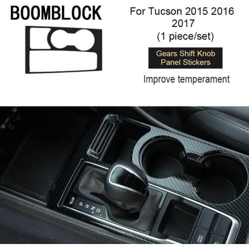 BOOMBLOCK Car Covers For Hyundai Tucson 2015 2016 2017 Interior Gear Shift Knob Panel Carbon Fiber Trim Stickers