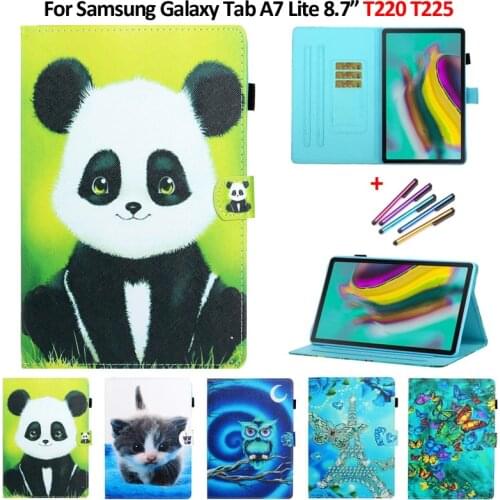 Cute Panda Cat Flip Cover For Samsung Galaxy Tab A7 Lite Case 2021 Wallet Tablet For Galaxy Tab A7 Lite T220 T225 Case Kids