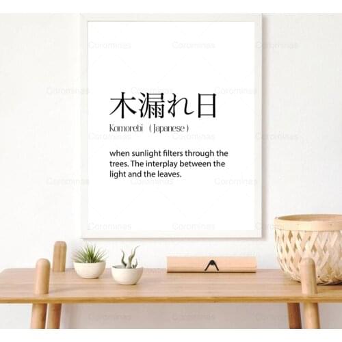 Black White Minimalist Poster Komorebi Definition Art Prints Japanese Gift Dictionary Words Japan Wall Art Canvas Painting Decor