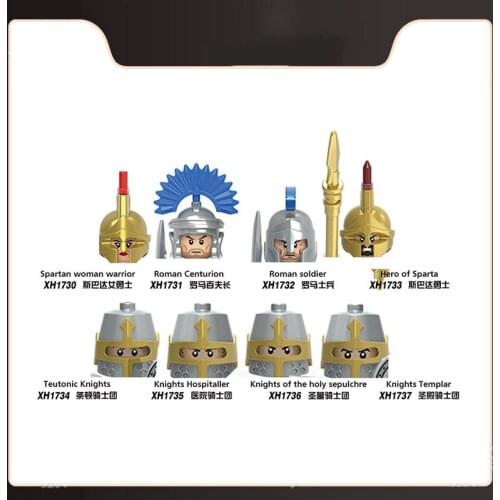 Medieval Knights Action Figures Warrior Roman Spartan Woman Soldier Hero of Sparta Bricks Blocks Diy Assembled Model Child Toys