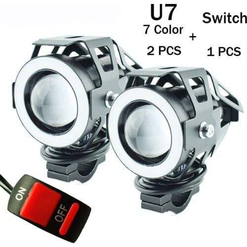 Motorcycle headlights 12V 125W spotlights Motorbike fog lights Work spot Lights LED motor 7Color 3000lmx 6000k auxiliary lamp