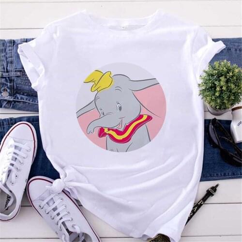 Dumbo Cartoon T-Shirt Women America Movie Hot Clothes Cute 90S Animal Tshirt Dumbo T Shirt Female Funny Elephant Tops Tees