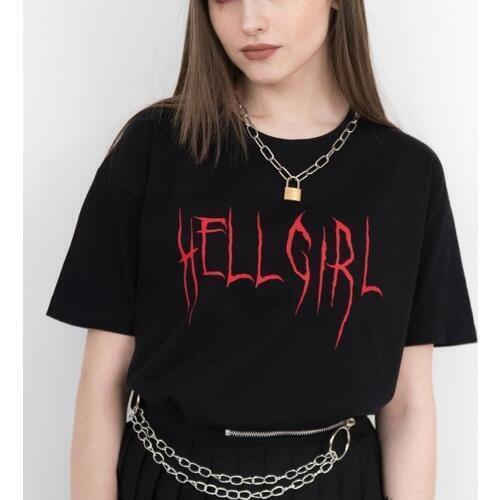 Hell Girl T Shirt Women Letter Printed Aesthetic Grunge Cotton Short Sleeve Lil Peep Hell Boy Tumblr Tees Fashion Tops Clothing