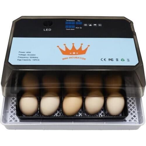 40W New 15 Egg Incubator Digital Fully Automatic Incubator Poultry Hatcher Machine For Chickens Ducks Goose Birds