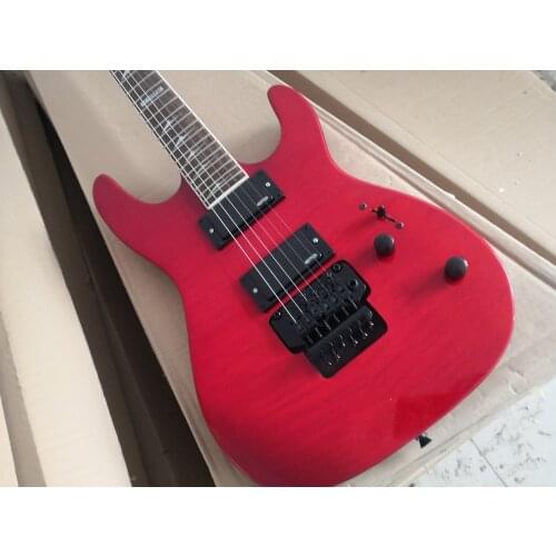 Custom 6 strings guitar,flamed maple veneer,red 300 guitar,pearl binding,tremolo bridge,black buttons