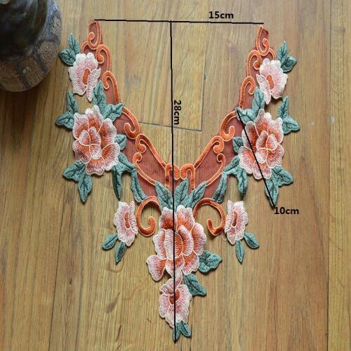 Free shipping(1pcs/lot)2 colors Lace Embroidered Venise Floral Neckline Neck Collar Trim Clothes Sewing Applique 16091019