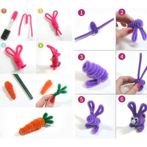 Colorful Plush Sticks Wool Pompoms Materials DIY Montessori Craft educational Child Math DIY Pipe Puzzles toys Counting Sti Q2B3