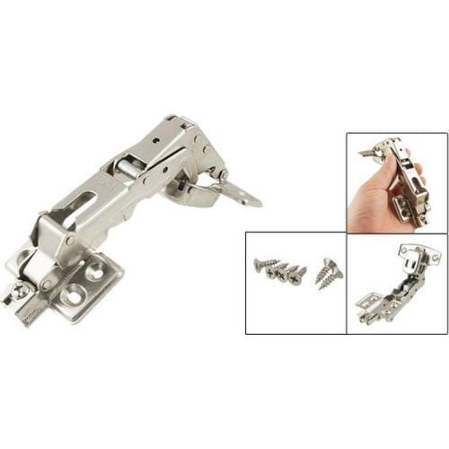 Furniture Cabinet 90 Degree Open Silver Tone Metal Half Overlay Hinge 2pcs