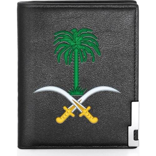 Fashion مملكة عربية سعودية Printing Leather Wallet Credit Card Holder Short Cryptocurrency Purse