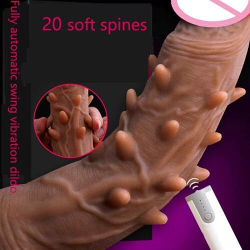 Soft Spines Realistic Penis Silicon Suction Cup Big Dildo For lesbian Electric Stirring Swing Dildo Vibrator Sex Toys For Woman