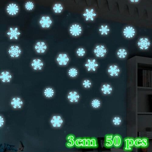 Night Light Snow Wall with 3D Luminous Sticker Card Bedroom Childrens Room Wall Decoration Paste 50Pcs Poster Glow In The Dark